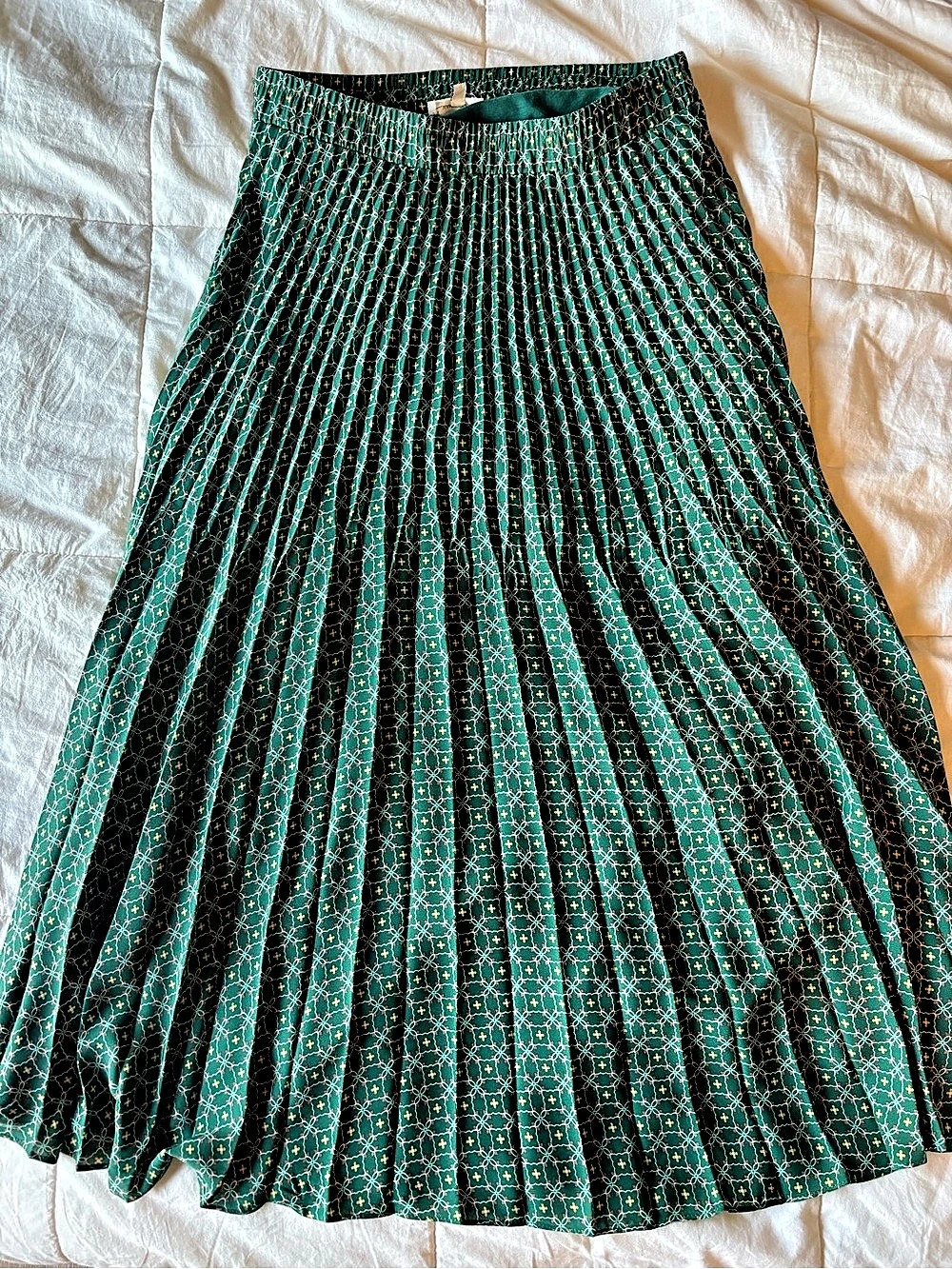 Max Studio Floral Pleated Maxi Skirt in Green & Black